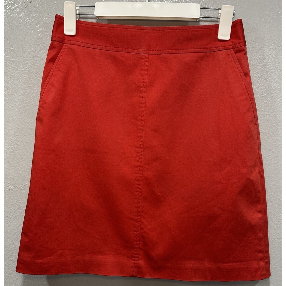Banana Republic Trina Turk Mini Skirt Womens Sz 4 Red  Lined  Zip Pockets Career